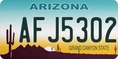 AZ license plate AFJ5302