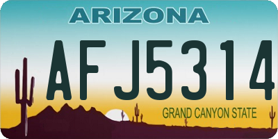 AZ license plate AFJ5314