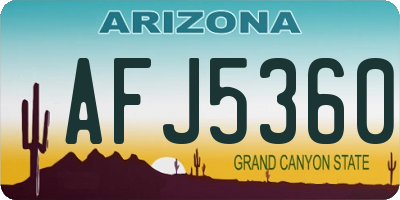 AZ license plate AFJ5360