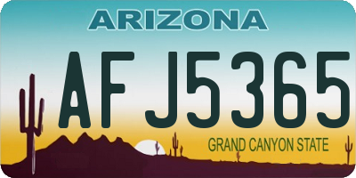 AZ license plate AFJ5365