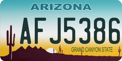 AZ license plate AFJ5386