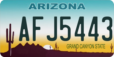 AZ license plate AFJ5443