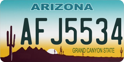 AZ license plate AFJ5534