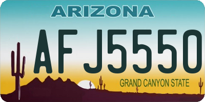 AZ license plate AFJ5550