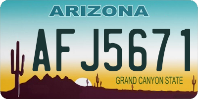 AZ license plate AFJ5671
