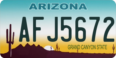 AZ license plate AFJ5672