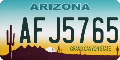 AZ license plate AFJ5765