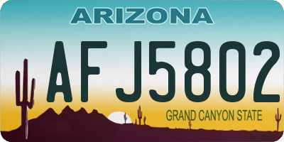 AZ license plate AFJ5802