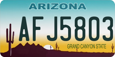 AZ license plate AFJ5803