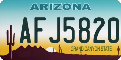 AZ license plate AFJ5820