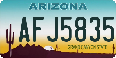 AZ license plate AFJ5835