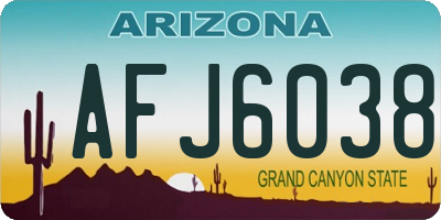 AZ license plate AFJ6038
