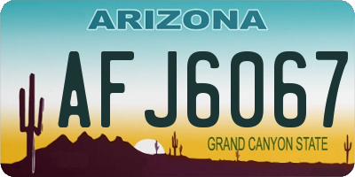 AZ license plate AFJ6067