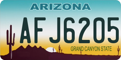 AZ license plate AFJ6205