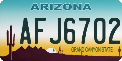 AZ license plate AFJ6702