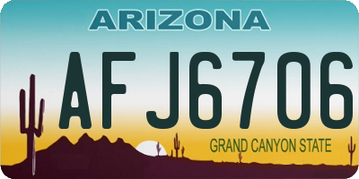 AZ license plate AFJ6706