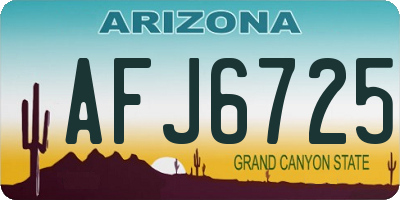 AZ license plate AFJ6725