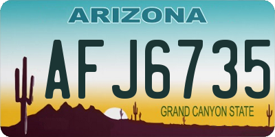 AZ license plate AFJ6735