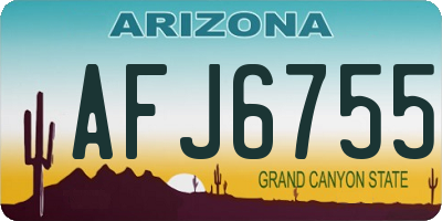AZ license plate AFJ6755