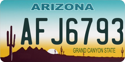 AZ license plate AFJ6793