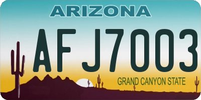 AZ license plate AFJ7003