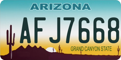 AZ license plate AFJ7668