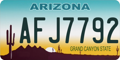 AZ license plate AFJ7792