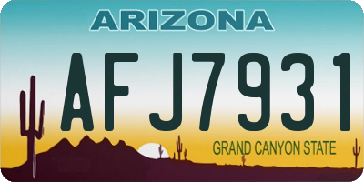 AZ license plate AFJ7931