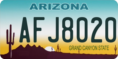 AZ license plate AFJ8020