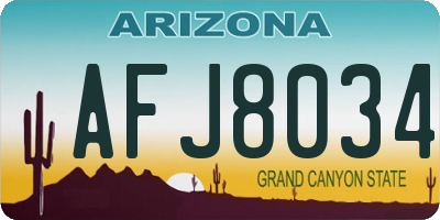 AZ license plate AFJ8034