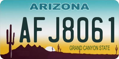 AZ license plate AFJ8061