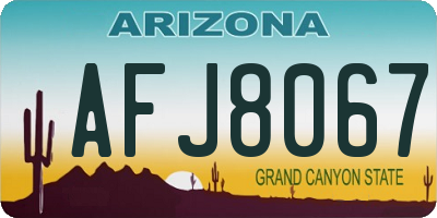 AZ license plate AFJ8067