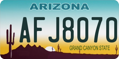 AZ license plate AFJ8070