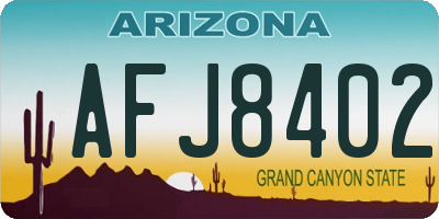AZ license plate AFJ8402