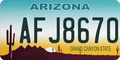 AZ license plate AFJ8670