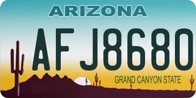 AZ license plate AFJ8680