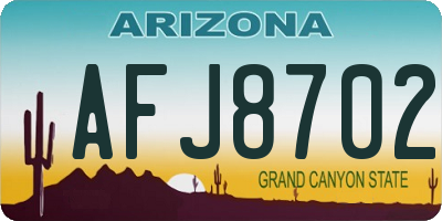 AZ license plate AFJ8702