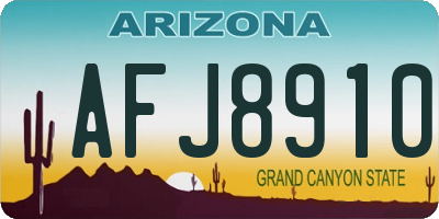 AZ license plate AFJ8910