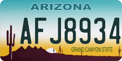 AZ license plate AFJ8934