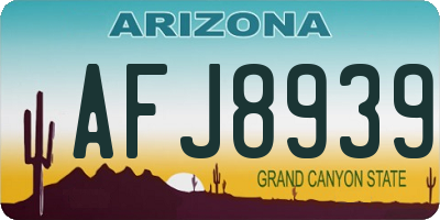 AZ license plate AFJ8939