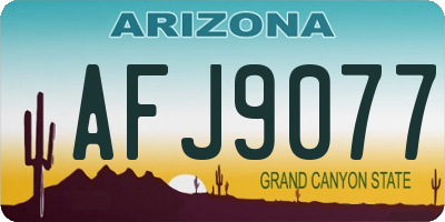 AZ license plate AFJ9077
