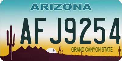AZ license plate AFJ9254