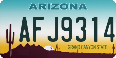 AZ license plate AFJ9314
