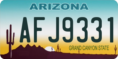 AZ license plate AFJ9331