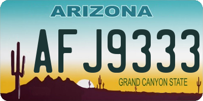 AZ license plate AFJ9333