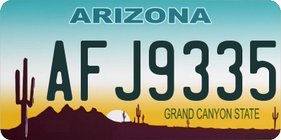 AZ license plate AFJ9335