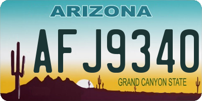AZ license plate AFJ9340