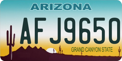 AZ license plate AFJ9650