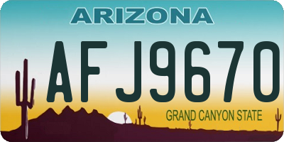 AZ license plate AFJ9670