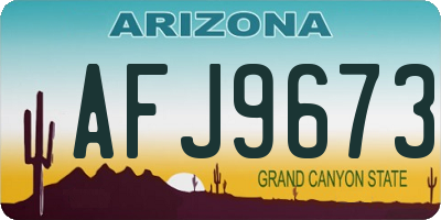 AZ license plate AFJ9673